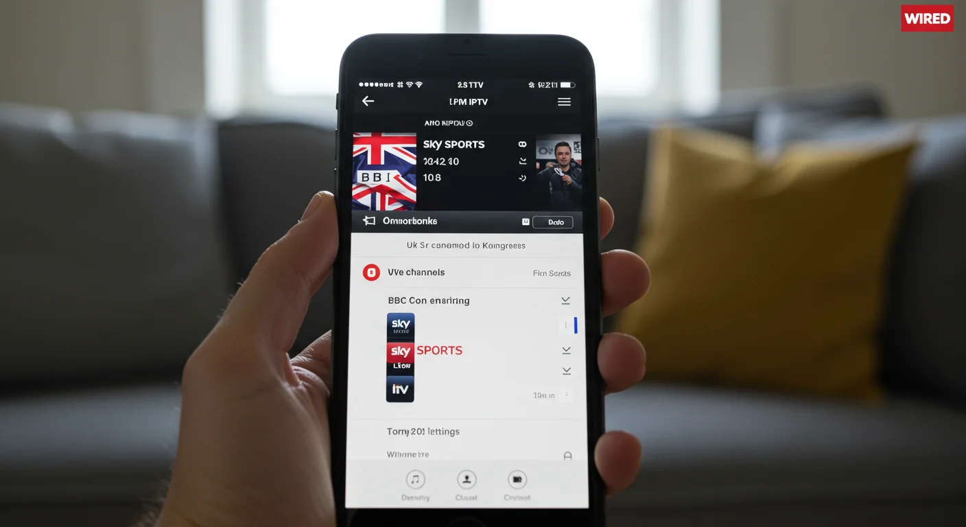 iPhone showing UK IPTV app with Sky Sports live stream